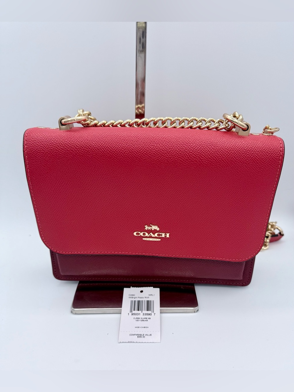 NWT Coach Klare Crossbody Bag Poppy Red Colorblock - Picture 4 of 13